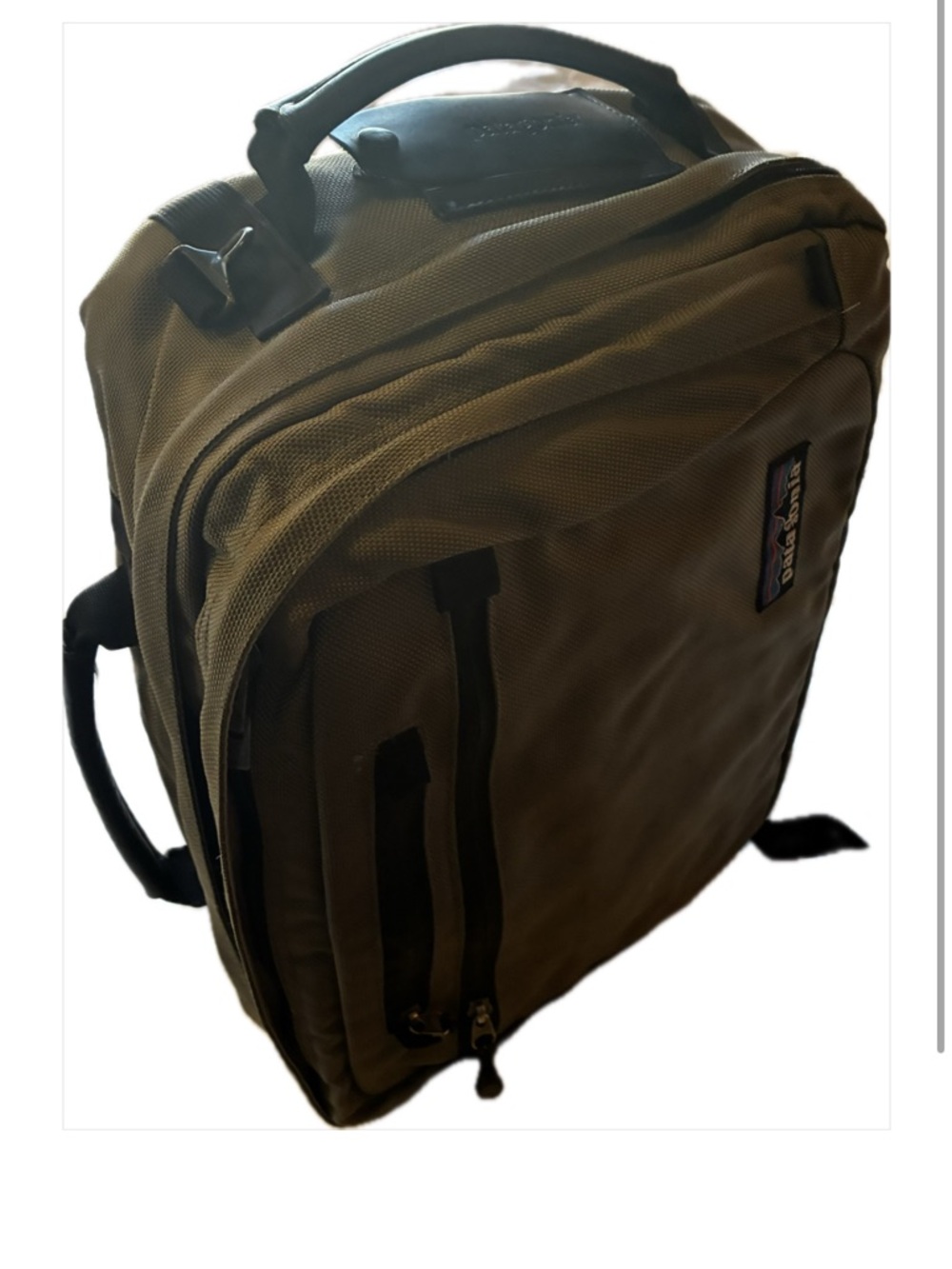 Patagonia Olive Green Men's Travel Backpack with Multiple Compartments